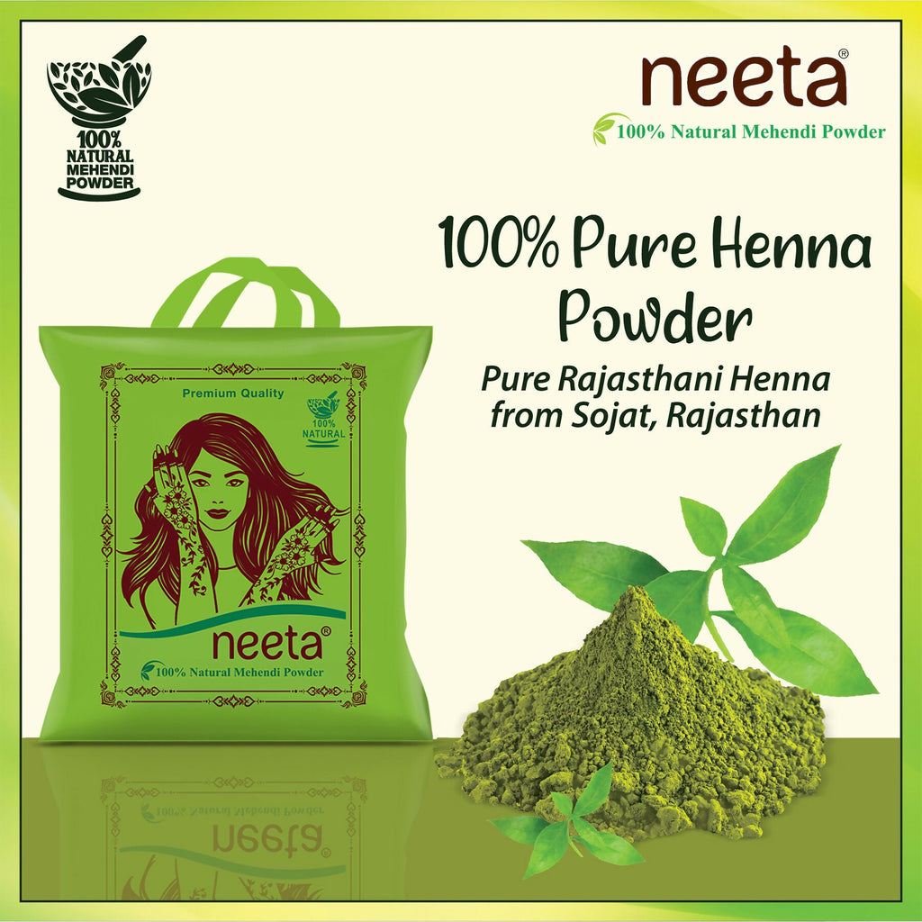 Neeta 100% Natural Henna Powder For Hair Colour And Growth|Rich Brown Shades | Grocsy