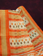 Combo of Off White and Orange Patan Patola Semi Chanderi Saree By Gayathri Reddy Designer Studio | Grocsy