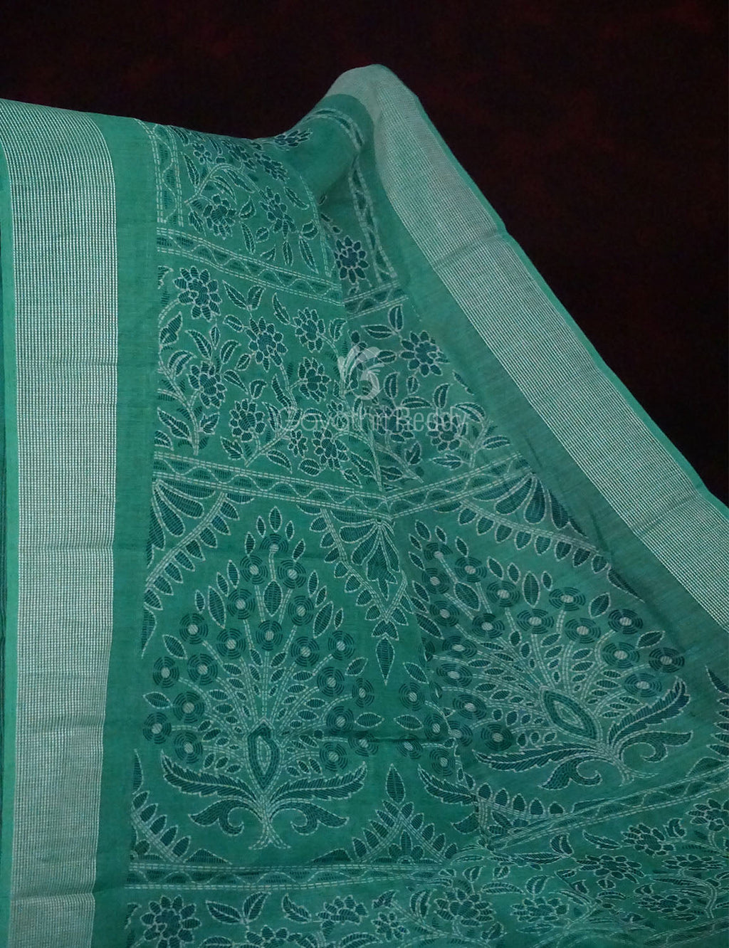 Sea Green Colour Printed Semi Chanderi Design Saree By Gayathri Reddy Designer Studio | Grocsy