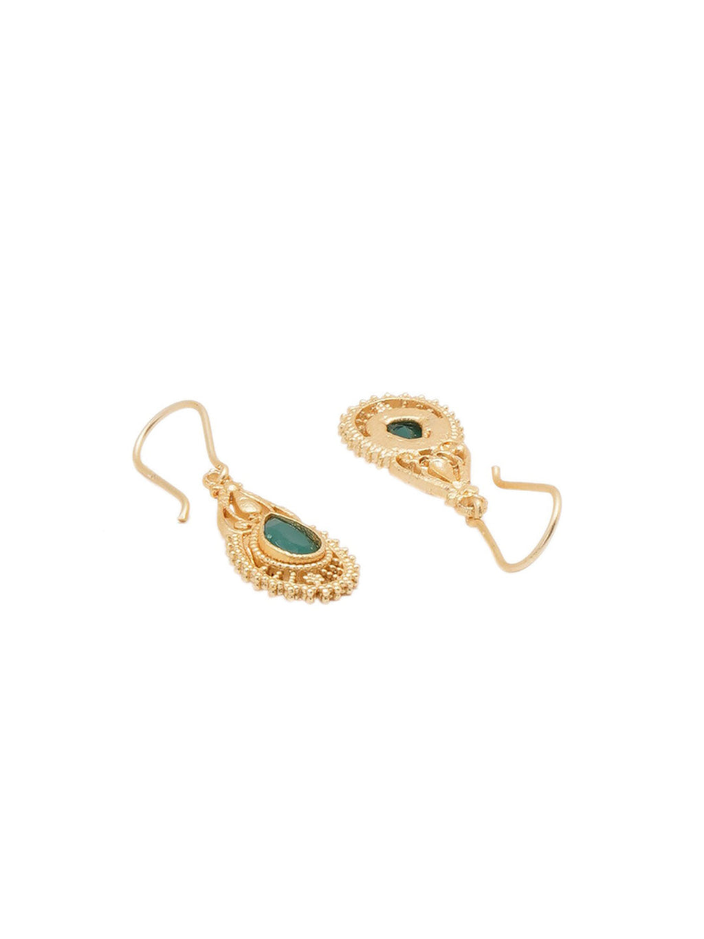 Shoshaa Green Gold-Polished Handcrafted Classic Drop Earrings | Grocsy