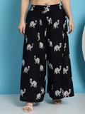 TAG 7 Printed Pure Cotton Flared Palazzo | Grocsy