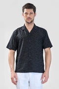 Xkind Black Embroidered Relaxed Fit Shirt | Grocsy