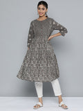 HERE&NOW Women Ethnic Motifs Printed Pure Cotton Kurta | Grocsy