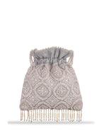 Masq Tan & White Embroidered Potli Clutch