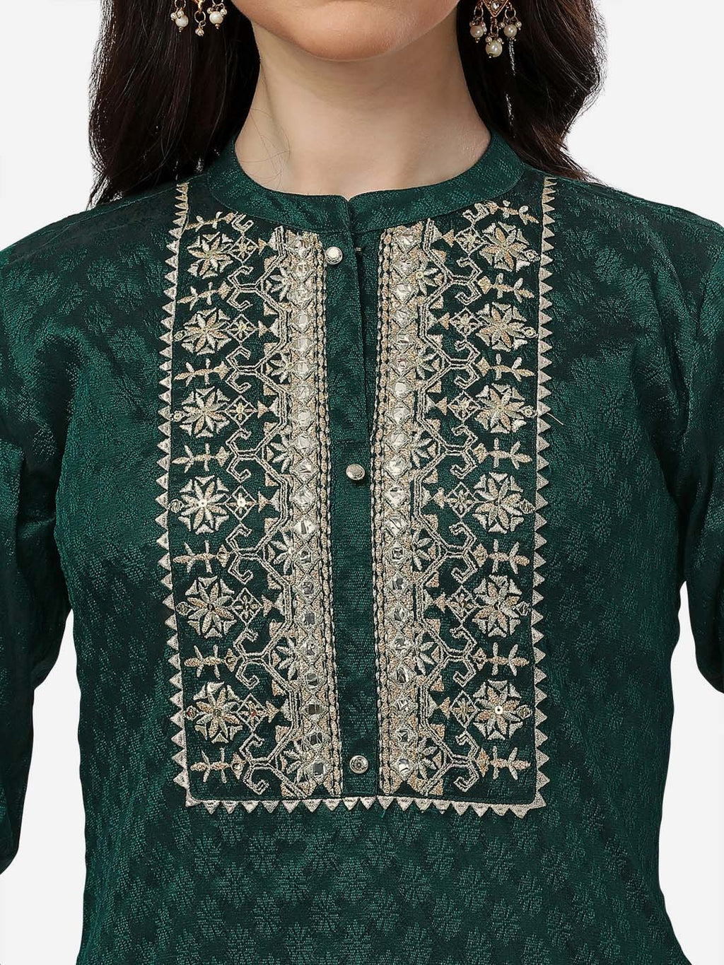 HERE&NOW Women Embroidered Thread Work Kurta with Trousers | Grocsy