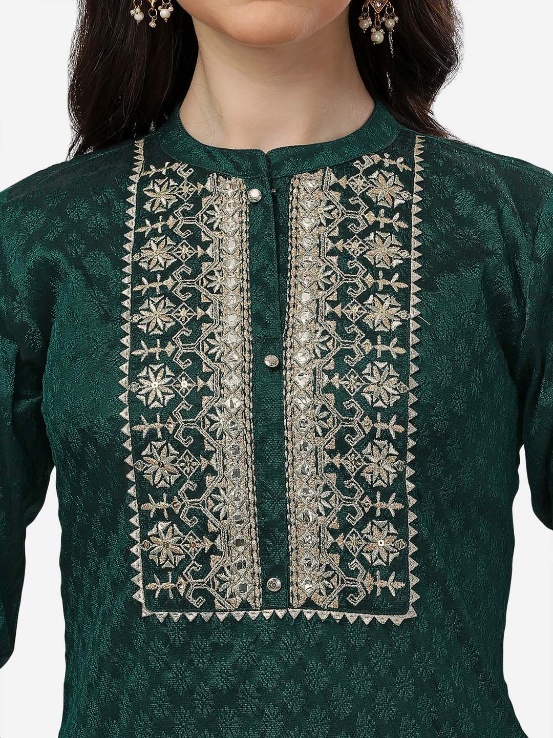 HERE&NOW Women Embroidered Thread Work Kurta with Trousers | Grocsy