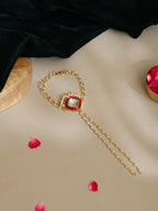 Ruby Raang Gold Red Meenakari Kundan Haath Phool | Grocsy