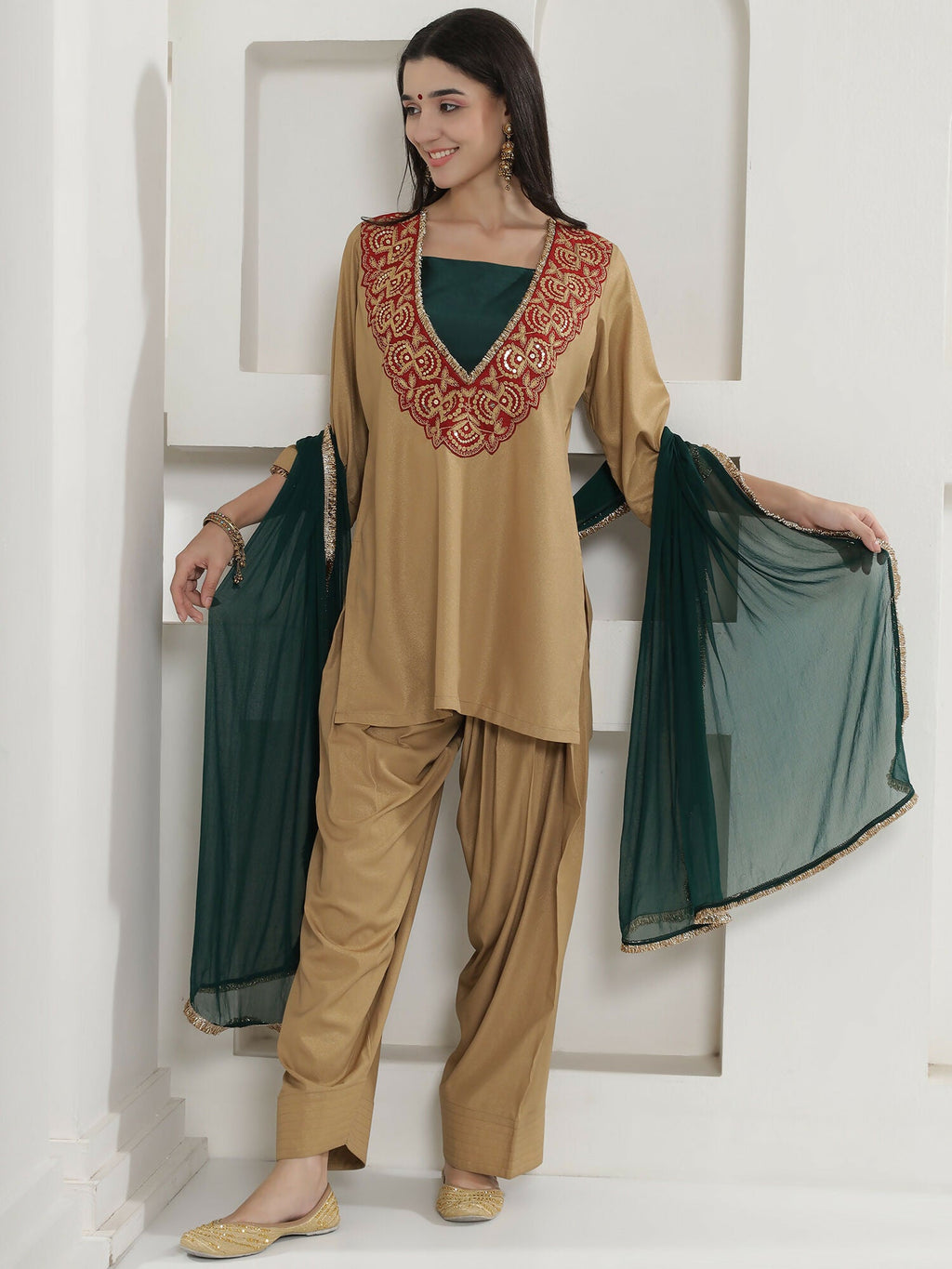 Joban Fashion Golden Farshi Salwaar Suit Set | Grocsy