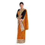 Exclusive Collection 100% Pure Cotton Orange Tant Saree With Hand Weaving Work | Grocsy