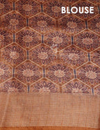 Wheat Colour All Over Print Semi Chanderi Saree By Gayathri Reddy Designer Studio | Grocsy