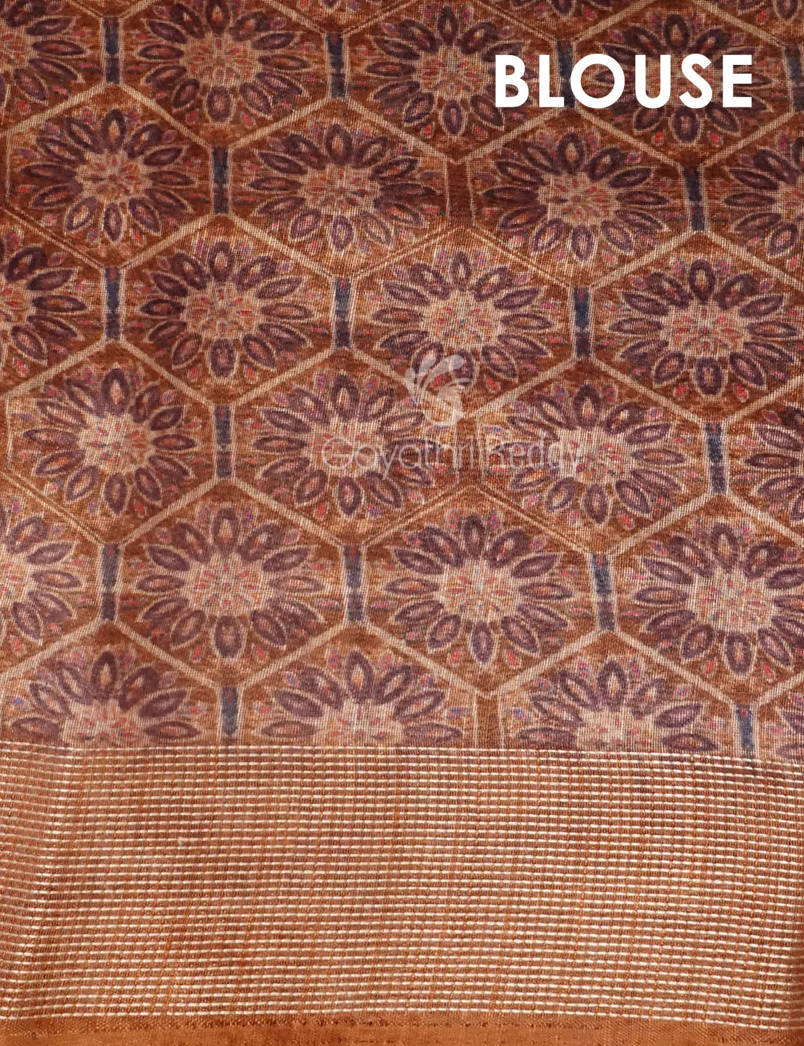 Wheat Colour All Over Print Semi Chanderi Saree By Gayathri Reddy Designer Studio | Grocsy