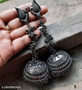 Tehzeeb Creations Women's Black Colour Oxidised Earrings In Jhumki Style | Grocsy