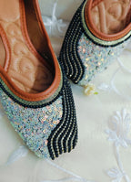 Desi Colour Women Indian Ethnic Footwear-Black Pearl Shine | Grocsy