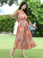 Juniper Multi Chiffon Festive Printed Flared Jump Suit For Women | Grocsy