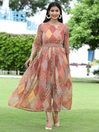 Juniper Multi Chiffon Festive Printed Flared Jump Suit For Women | Grocsy