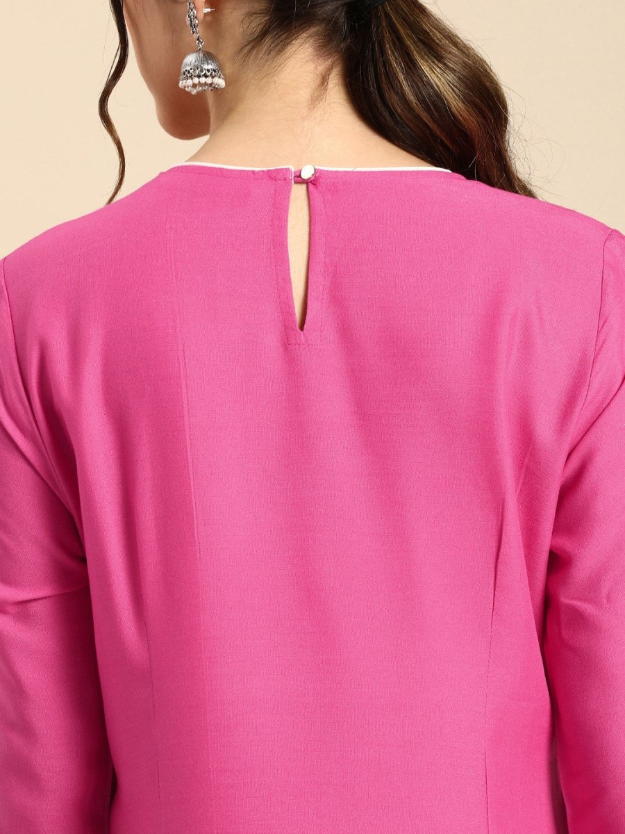 All About You Women Pink Printed Kurta with Trousers | Grocsy