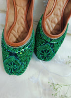 Desi Colour Women Indian Ethnic Footwear-Green Pearl | Grocsy