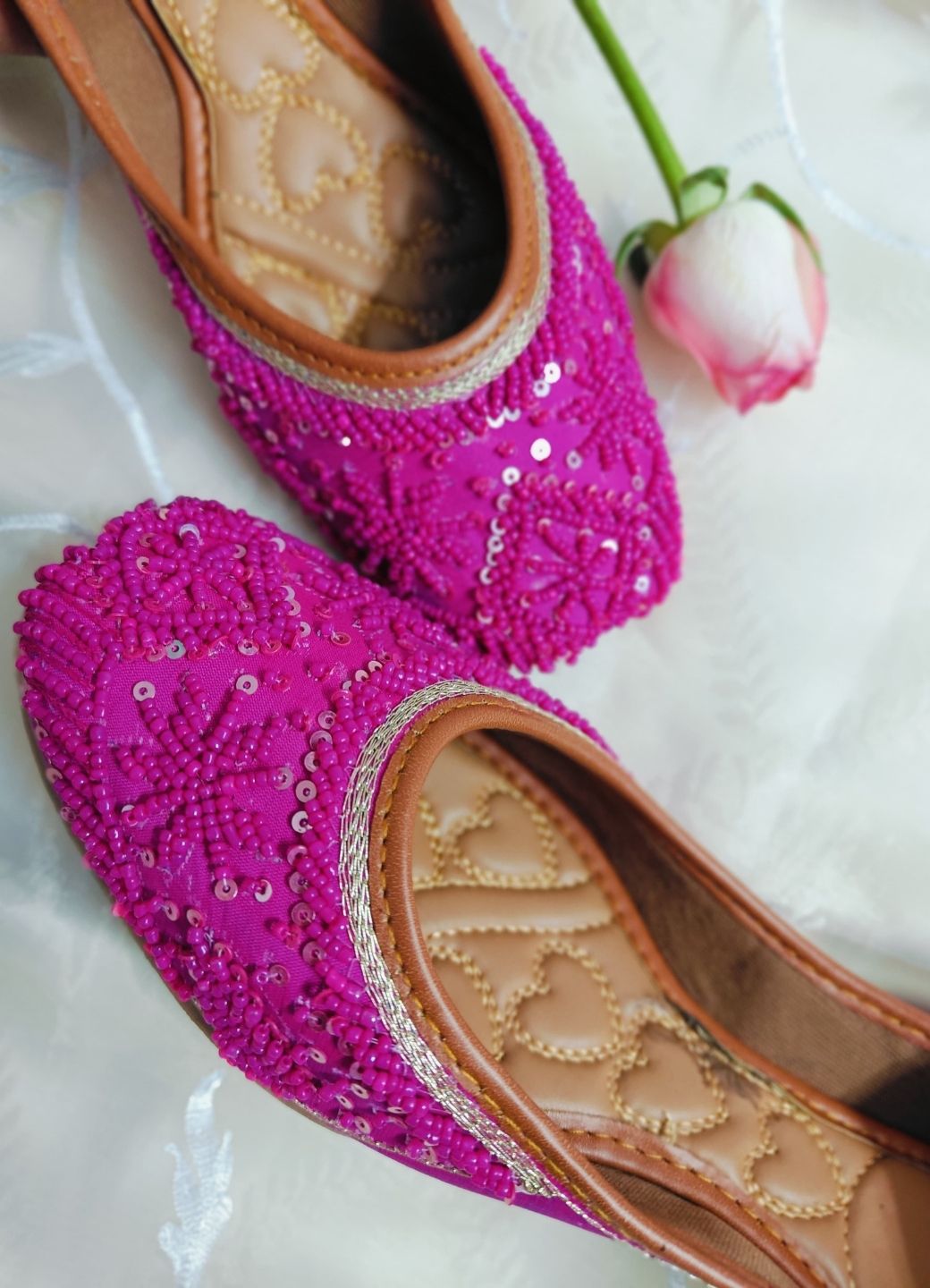 Desi Colour Women Indian Ethnic Footwear-Pink Pearl | Grocsy