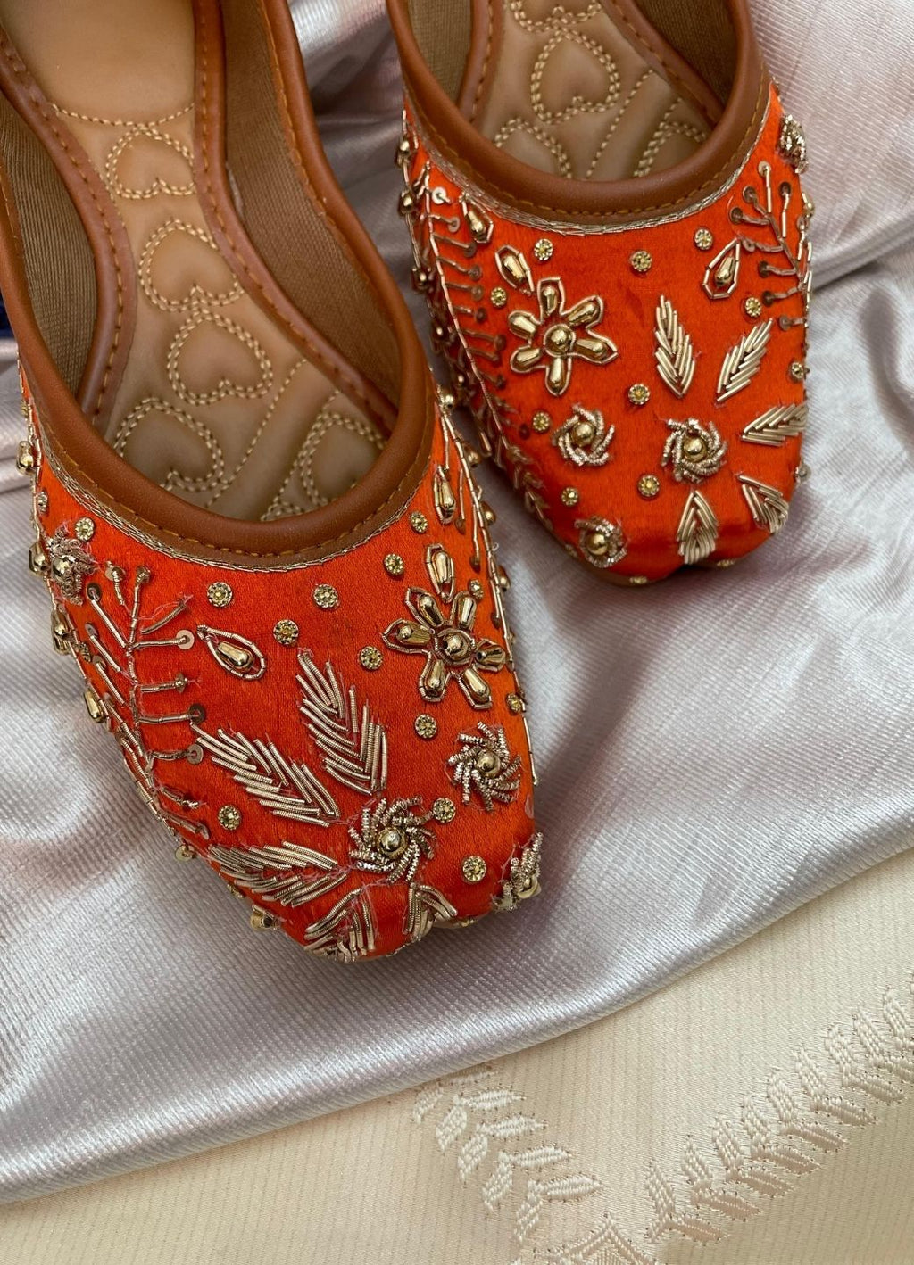 Desi Colour Women Indian Ethnic Footwear-Orange Dabka | Grocsy