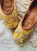 Desi Colour Women Indian Ethnic Footwear-Yellow Dabka | Grocsy