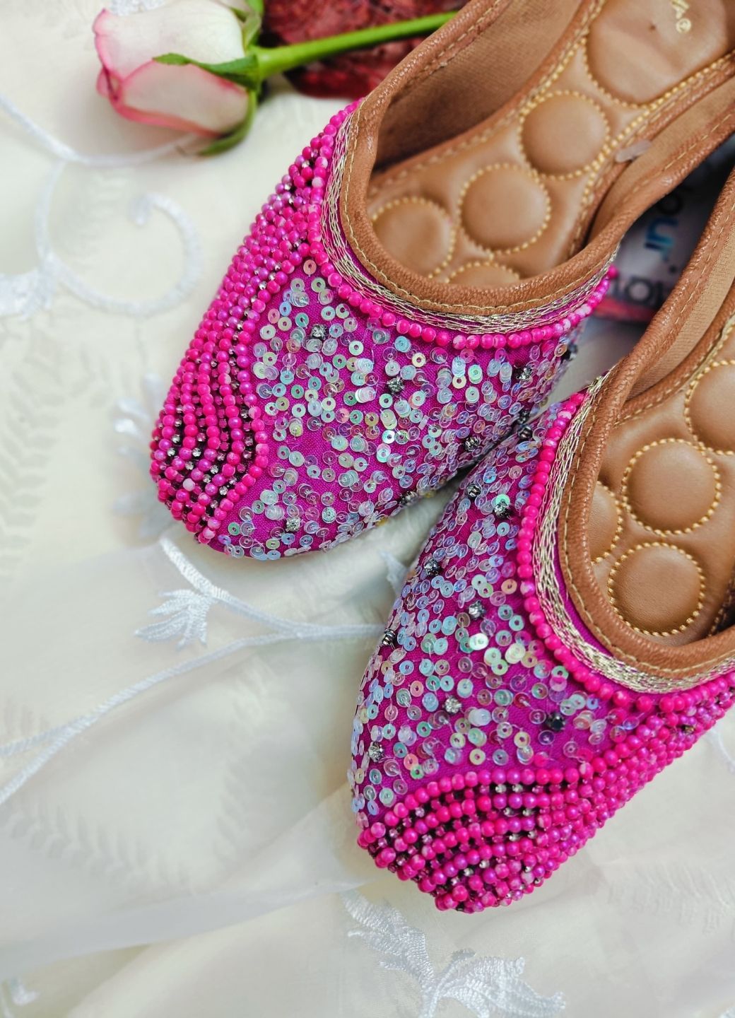 Desi Colour Women Indian Ethnic Footwear-Hot Pink Shine | Grocsy