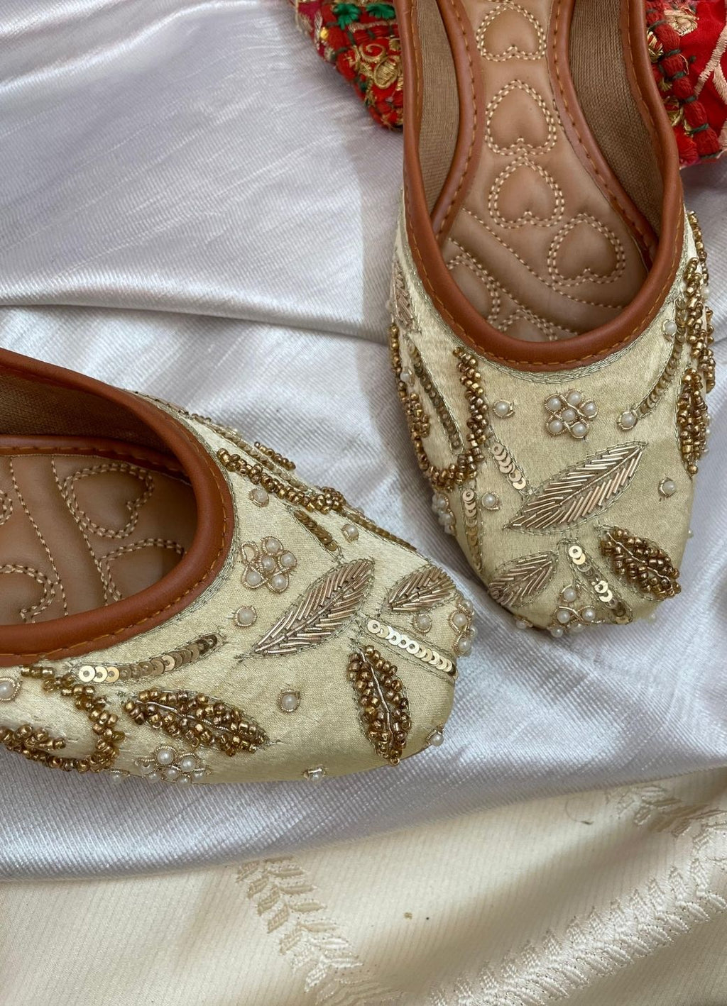 Desi Colour Women Indian Ethnic Footwear-Gold Dabka-2 | Grocsy