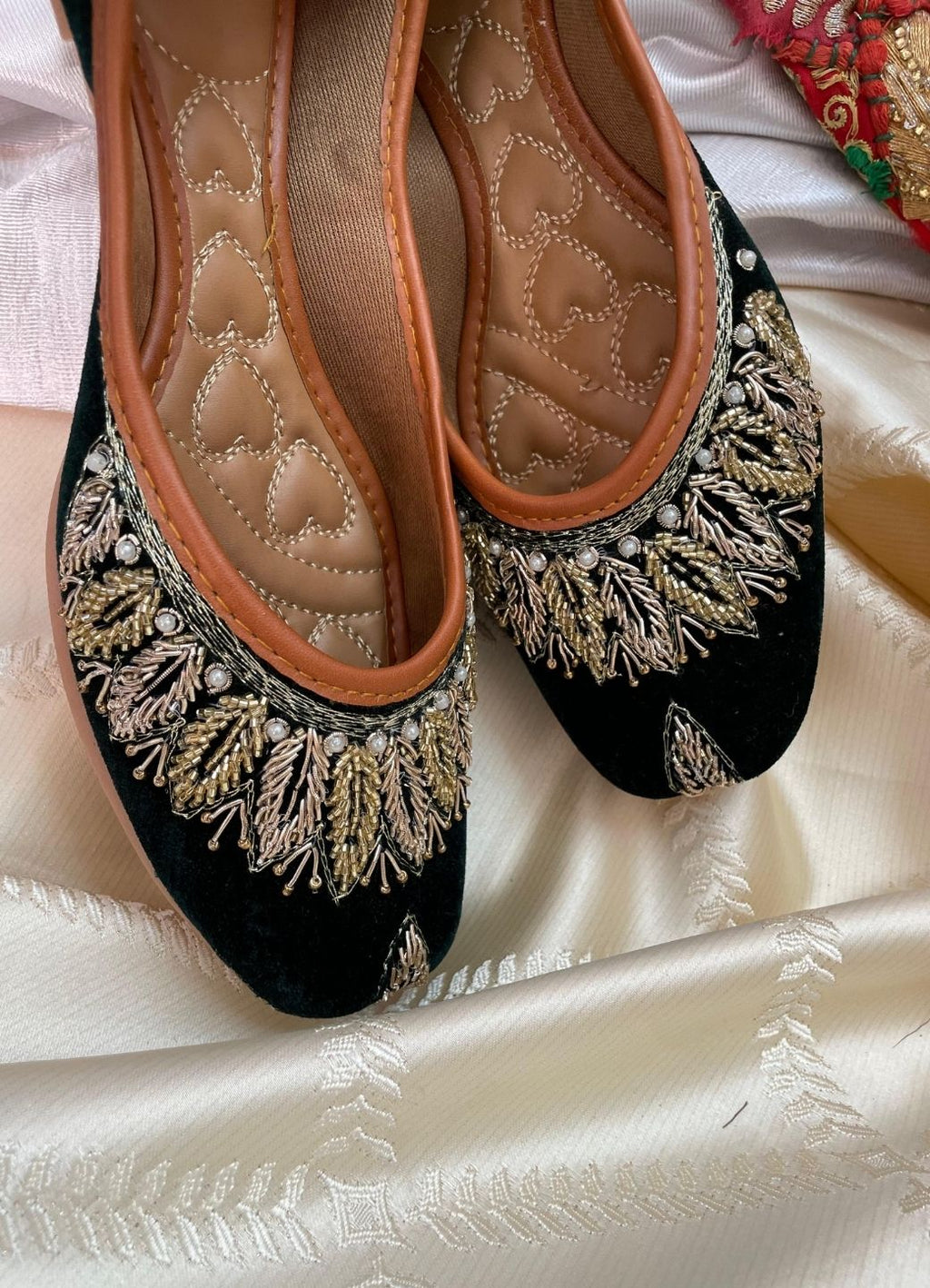 Desi Colour Women Indian Ethnic Footwear-Velvet Green | Grocsy
