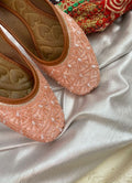 Desi Colour Women Indian Ethnic Footwear-Peach pearl Net | Grocsy