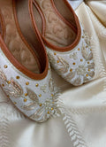 Desi Colour Women Indian Ethnic Footwear-Dabka Off White | Grocsy