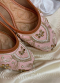 Desi Colour Women Indian Ethnic Footwear-Peach Dabka Stone | Grocsy