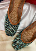 Desi Colour Women Indian Ethnic Footwear-Velvet Teal | Grocsy