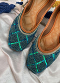 Desi Colour Women Indian Ethnic Footwear-Teal Pearl | Grocsy
