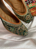 Desi Colour Women Indian Ethnic Footwear-Green Flower | Grocsy