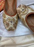 Desi Colour Women Indian Ethnic Footwear-Golden Heavy Work | Grocsy