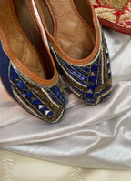 Desi Colour Women Indian Ethnic Footwear-Navy Blue Emb | Grocsy