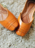 Desi Colour Women Indian Ethnic Footwear-Tan Leather Basic | Grocsy