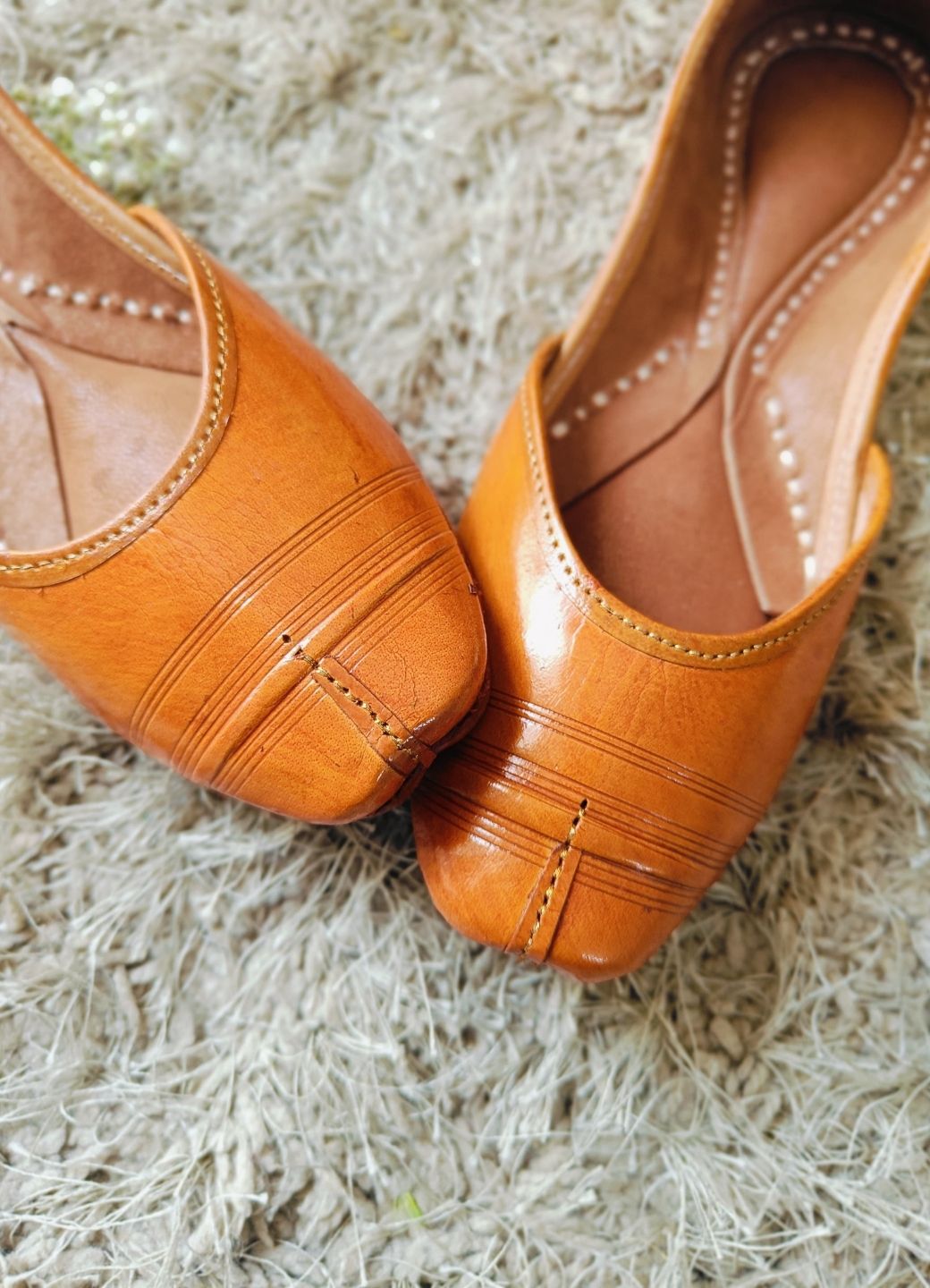 Desi Colour Women Indian Ethnic Footwear-Tan Leather Basic | Grocsy
