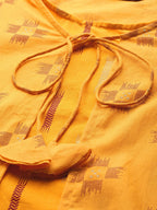 Sangria Women Mustard Yellow & Red Pure Cotton Printed Kurta with Palazzos | Grocsy