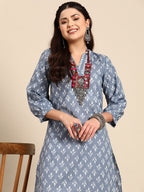 Sangria Floral Printed Regular Pure Cotton Kurta with Salwar | Grocsy