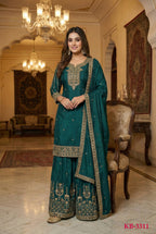 Anaita D Green Chinon Stitched Suit With Embroidery & Sequence Work | Grocsy