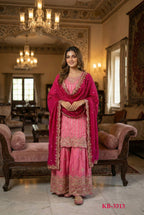 Anaita Pink Chinon Stitched Suit With Embroidery & Sequence Work | Grocsy