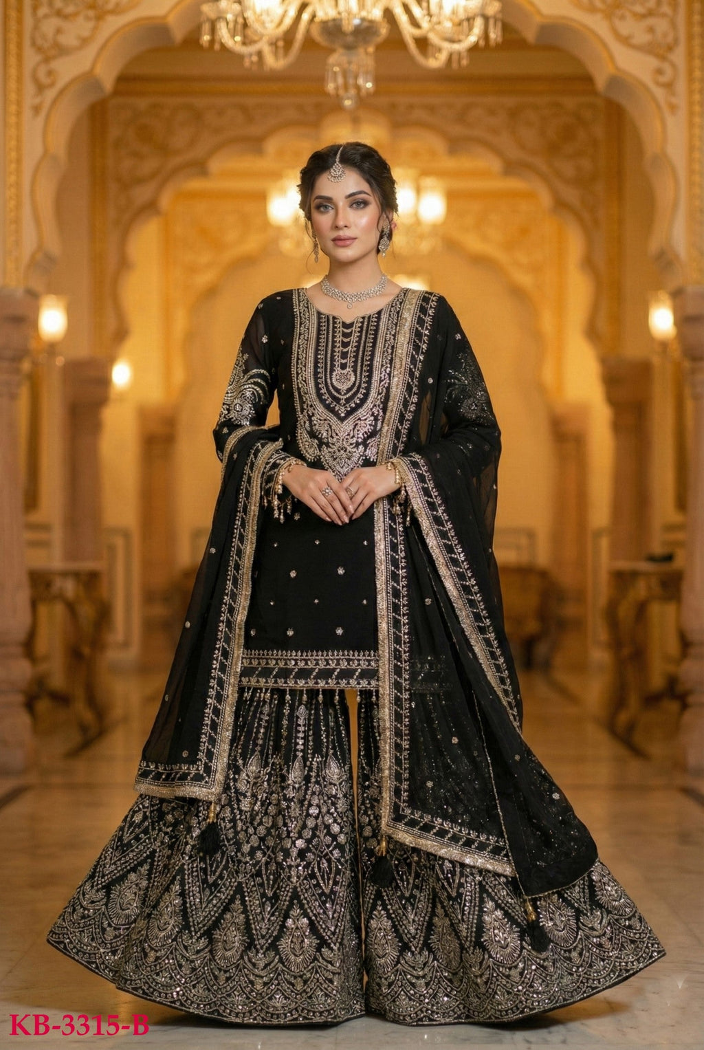Anaita Black Georgette Stitched Suit With Embroidery & Sequence Work | Grocsy