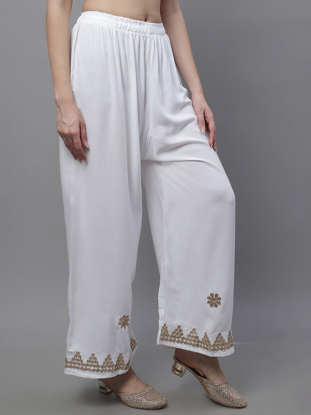 TAG 7 Women Ethnic Motifs Hem Design Flared Palazzos | Grocsy