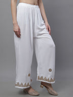 TAG 7 Women Ethnic Motifs Hem Design Flared Palazzos | Grocsy