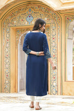 Juniper Blue Rayon Festive Printed Straight Kurta For Women | Grocsy