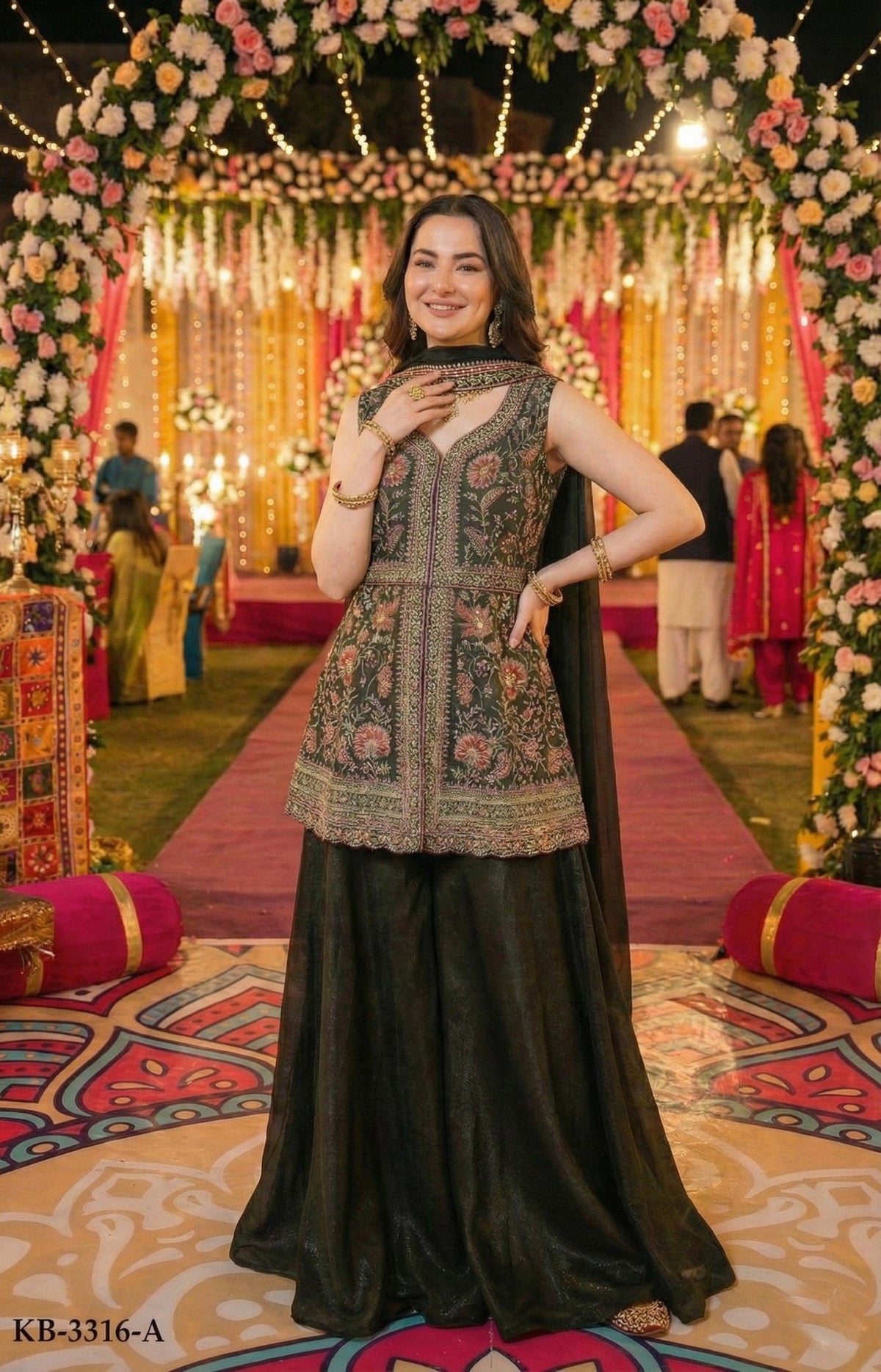 Anaita Mehendi Georgette Stitched Suit With Multi Embroidery & Sequence Work | Grocsy