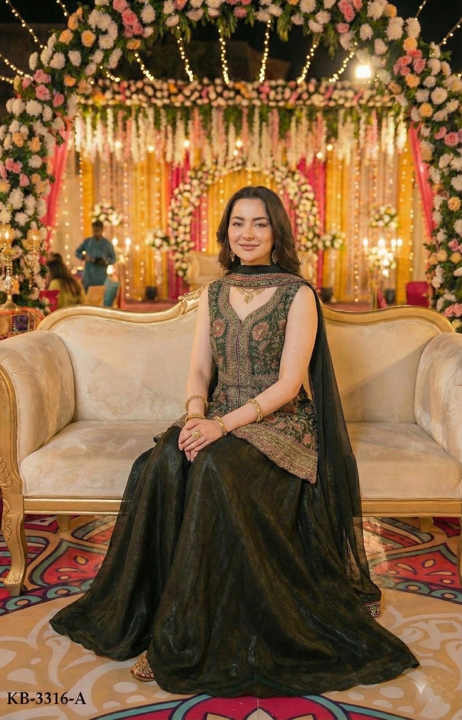 Anaita Mehendi Georgette Stitched Suit With Multi Embroidery & Sequence Work | Grocsy