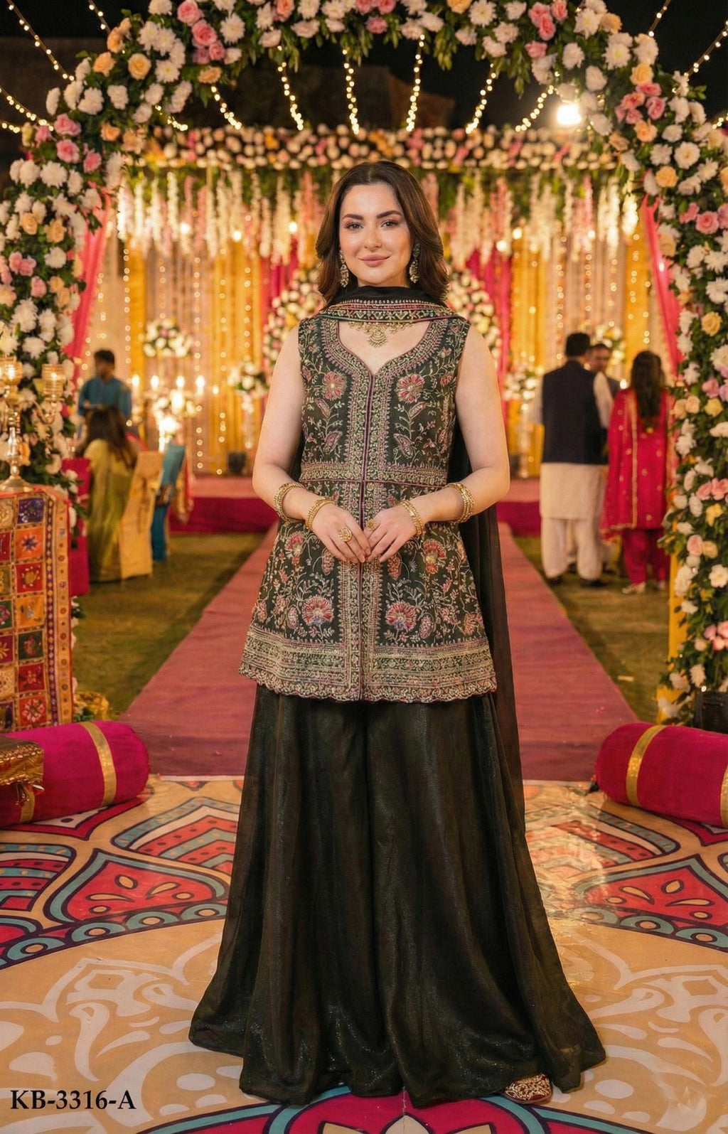 Anaita Mehendi Georgette Stitched Suit With Multi Embroidery & Sequence Work | Grocsy