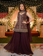 Anaita Maroon Georgette Stitched Suit With Multi Embroidery & Sequence Work | Grocsy