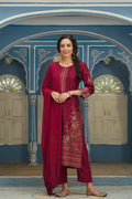Juniper Maroon Shantoon Festive Printed Straight Skd For Women | Grocsy